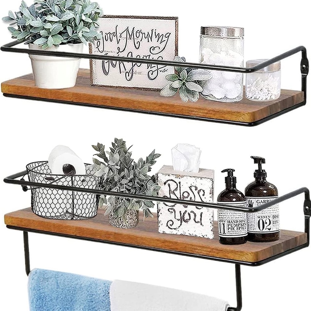 2 Tier Rustic Farmhouse Display Shelves Kitchen Bathroom